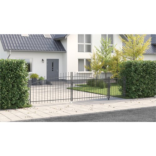 vidaXL vrtna vrata s modernim vrhom Siva 125x500 cm Čelik Cijene