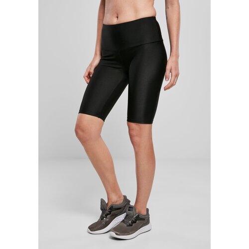Urban Classics Women&amp;#039;s Shiny Rib Cycle shorts with high waist black Slike