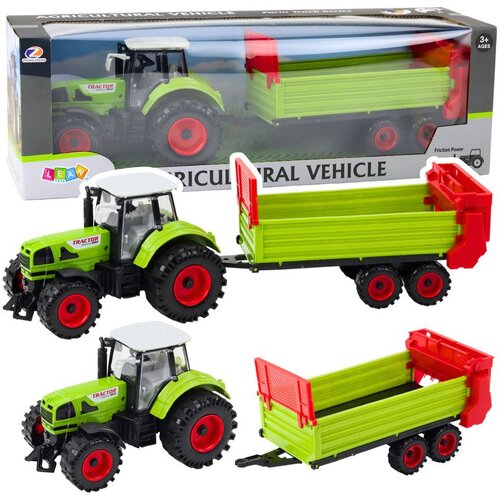 Traktor s prikolicom, frikcioni pogon, otvarajuća hauba, vrata, zelena Slike