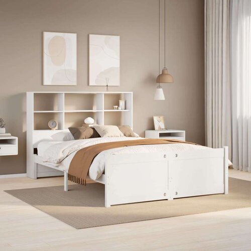 vidaXL krevet s regalom z knjige bez madraca bijeli 140x190cm borovina Cijene
