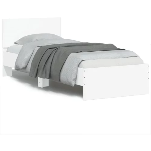  Okvir za krevet s uzglavljem i LED svjetlima bijeli 75x190 cm