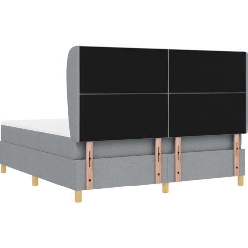  Krevet s uzglavljem i madracem svijetlo sivi 180x200 cm tkanina Slike