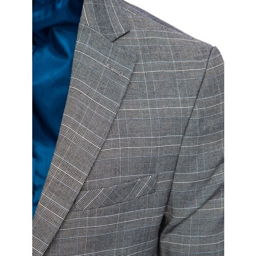 DStreet men's single-breasted checkered dark blue jacket Slike