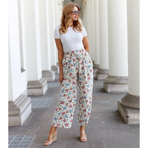 UR/CEO White floral wide pants Vertemate Cijene