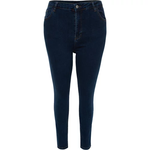 Trendyol Curve Dark Blue High Waist Flexible Skinny Jeans