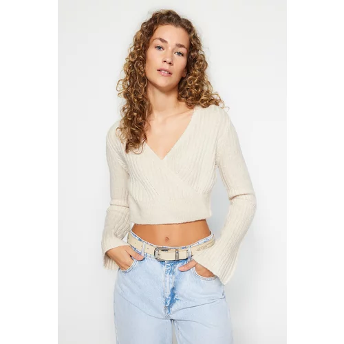 Trendyol Stone Crop Soft Textured Double Breasted Knitwear Sweater