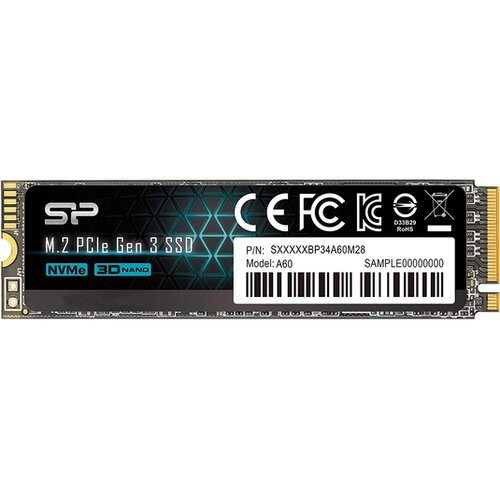Silicon Power SSD 512GB SP512GBP34A60M28, PCIe Gen3 x4, NVMe, M.2 2280, 2200/1600 MB/s ssd hard disk Slike