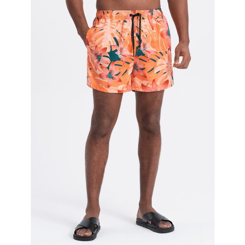 Ombre Men&amp;#039;s swim shorts in floral motif - orange Slike
