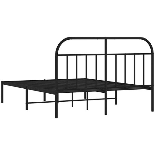  Metalni okvir za krevet s uzglavljem crni 150x200 cm Slike