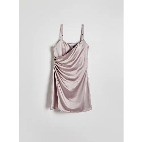 Reserved - Mini haljina s naborima - srebrna