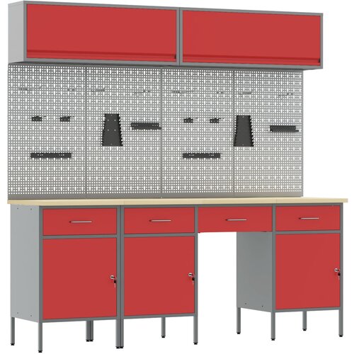 VidaXL 10-delni set delovne mize rdeče jeklo, (22047511) Slike