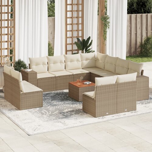 VidaXL 12-dijelni set vrtnih sofa od poliratana s jastucima bež Slike