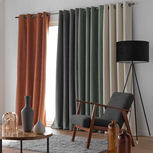 Douceur d int&amp;eacute;rieur Kaki zelena zavjesa od samta 140x260 cm Olympe &amp;ndash; Slike