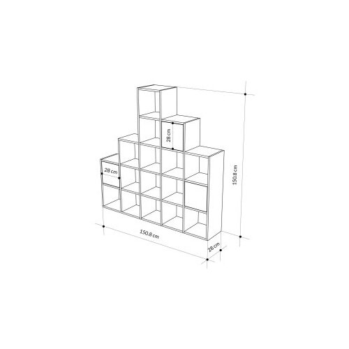 Hanah home Bookshelf Paleo, 150,8x150,8x28 cm, Boje hrasta Slike