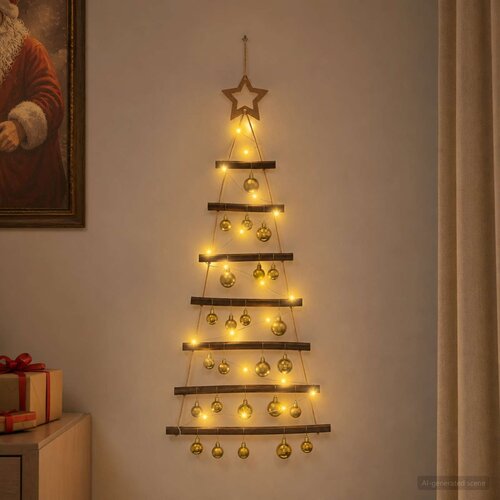  Viseća božićna jelka s kuglicama 30 LED lampica Vi&amp;scaron;ebojno Slike
