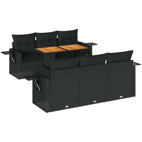 VidaXL 7-dijelni set vrtnih sofa od poliratana s jastucima crni Slike