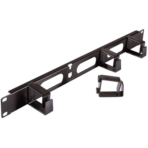 Logilink 19 cable management panel 1 u with 4 cable rings and 3 cable openings, OR107B Slike
