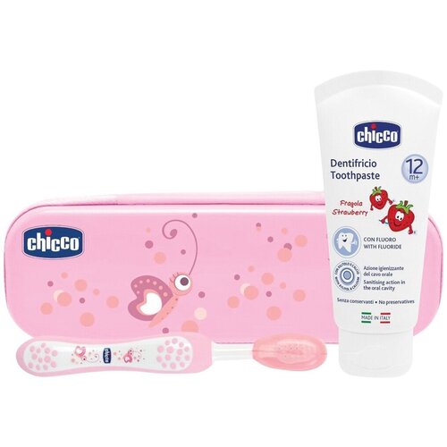 Chicco zubna četkica set za oralnu njegu pink Slike