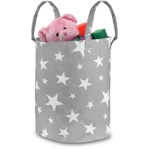 Nukido Gray Star Toy Basket - Stylish Storage Solution for Kids, (21740523) Cene