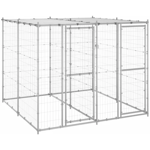 vidaXL Vanjski kavez za pse od pocinčanog čelika s krovom 4 84 m²