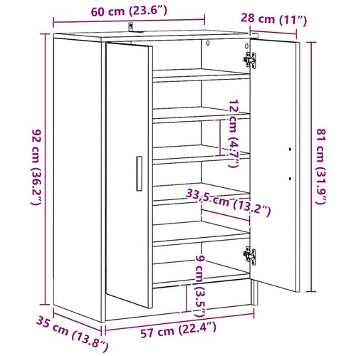  za cipele boja betona 60 x 35 x 92 cm konstruirano drvo Slike