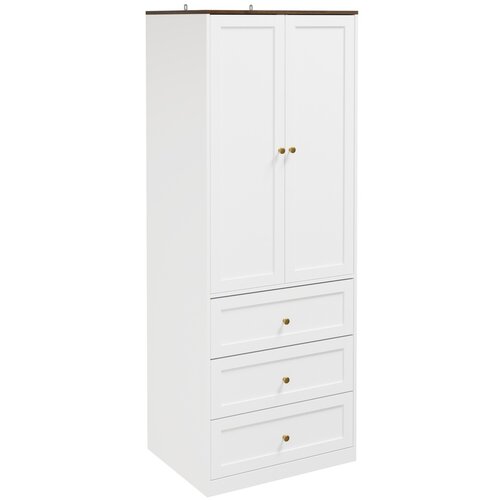 SoBuy Omara z Vrati in Predali Bela Les 70x55x187cm KSB04-W, (5000358708) Cene
