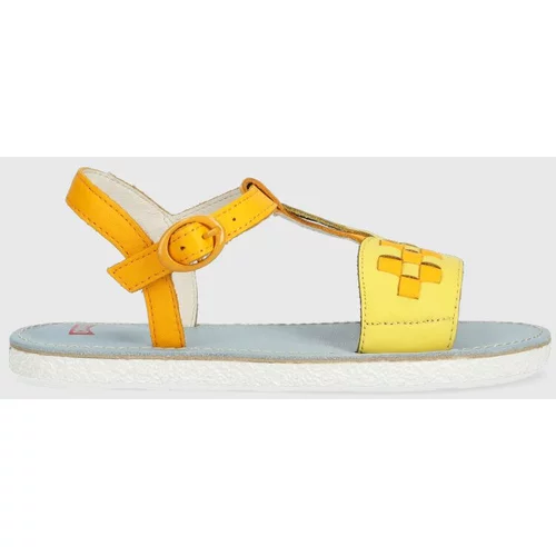Camper Otroški usnjeni sandali rumena barva