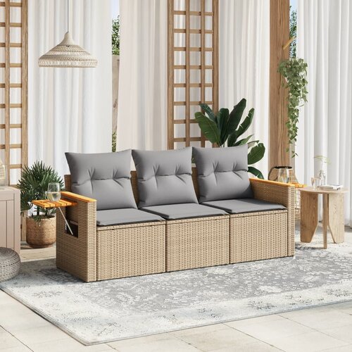 3-dijelni set vrtnih sofa od poliratana s jastucima bež Slike