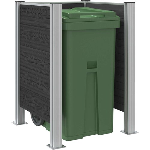  Ograda za kante za smeće Siva 85 x 85 x 115 cm Aluminij i WPC Slike