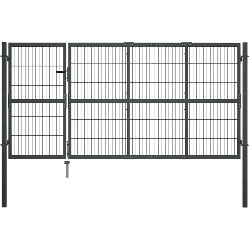 vidaXL Vrtna vrata s stebrički jeklo 350x120 cm antracitna Cene