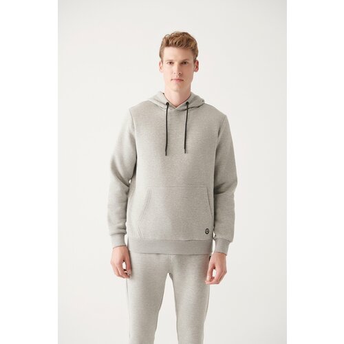 Avva Men's Gray Unisex Sweatshirt Hooded Inner Collar Fleece 3 Thread Cotton Standard Fit Regular Fit Slike