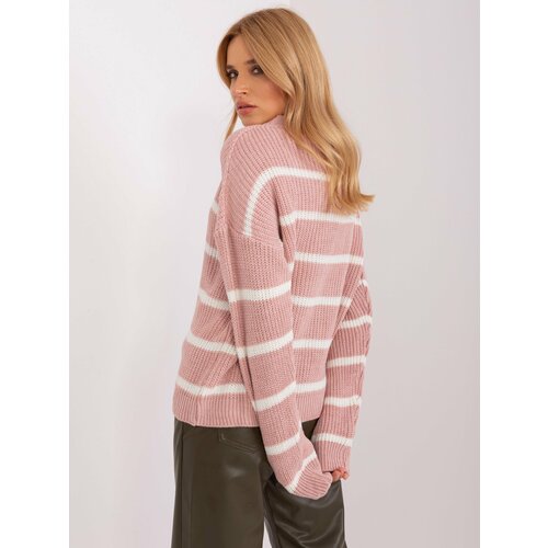 Fashion Hunters Pink and white striped oversize sweater with wool Slike