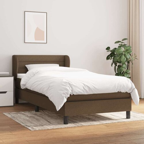  Box spring postelja z vzmetnico temno rjava 90x200 cm blago Slike