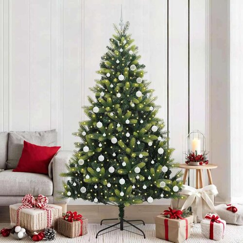 vidaXL Umjetno rasklopivo božićno drvce s 300 LED dioda Zelena 210 cm Cijene
