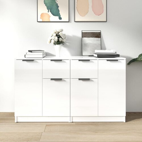 VidaXL Komoda 2 kosa bela visok sijaj 60x30x70 cm konstruiran les Slike