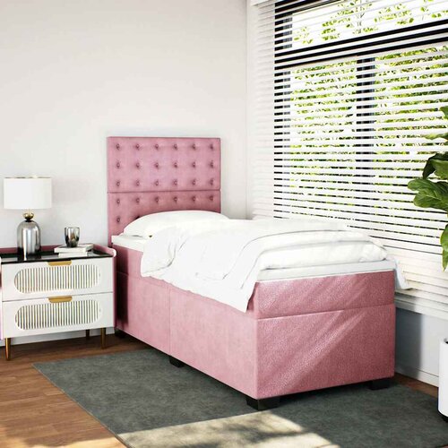 Box spring krevet s madracem ružičasti 90x190 cm bar&amp;scaron;unasti Slike