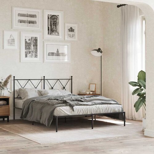  Metalni okvir za krevet s uzglavljem crni 140x190 cm Cijene