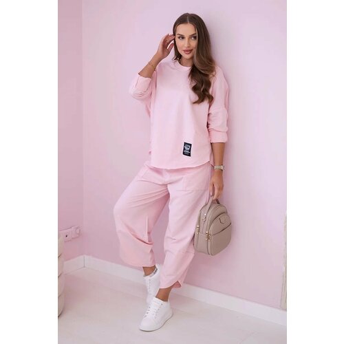 Kesi Cotton sweatshirt and trouser set powder pink Slike