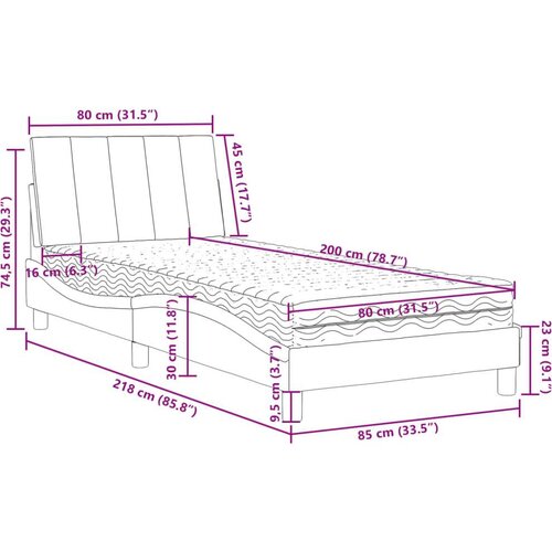  Krevet s madracem plavi 80 x 200 cm bar&amp;scaron;unasti Slike