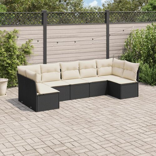  7-dijelni set vrtnih sofa od poliratana s jastucima crni Cijene