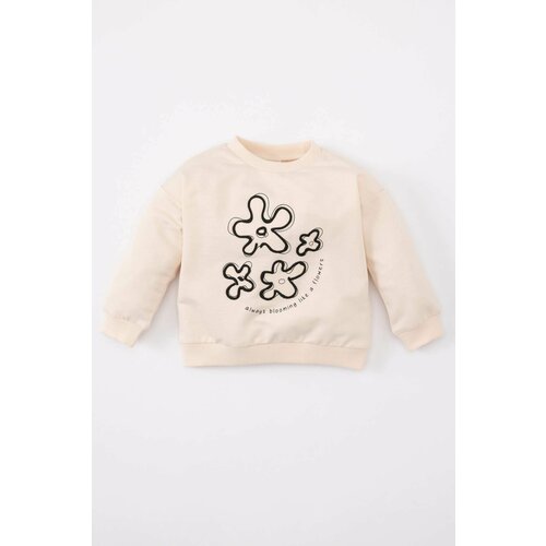Defacto Baby Girl Crew Neck Floral Printed Sweatshirt Cene