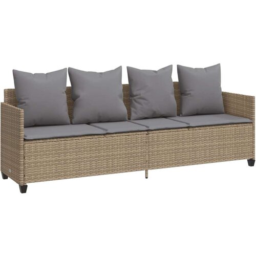  5-dijelni vrtni set sofa s jastucima bež od poliratana Slike