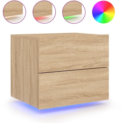 Maison Chic Stenska Nočna omarica - Nočna miza z LED lučkami sonoma hrast, (21690460) Cene