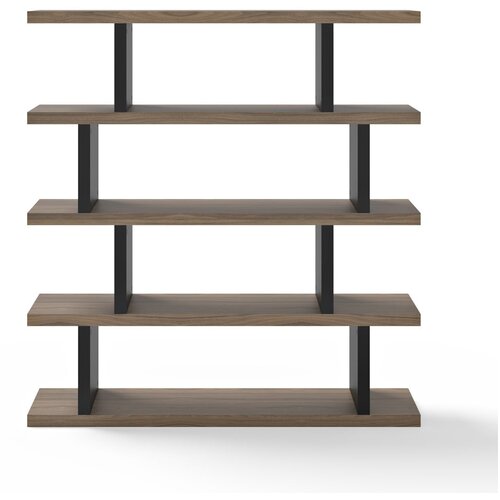 TemaHome Crna/smeđa biblioteka u dekoru oraha 163x172 cm Step – Cijene