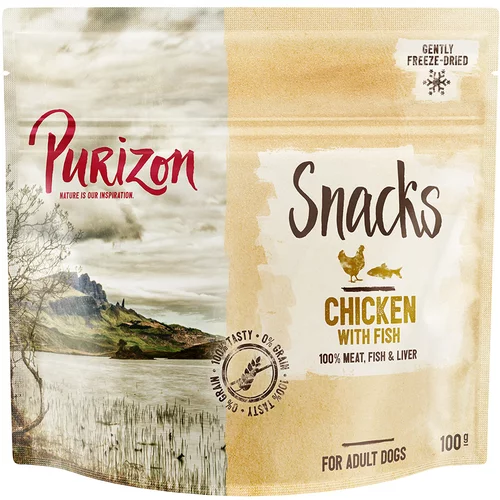 Purizon Snack piščanec z ribo - brez žit - Varčno pakiranje: 3 x 100 g