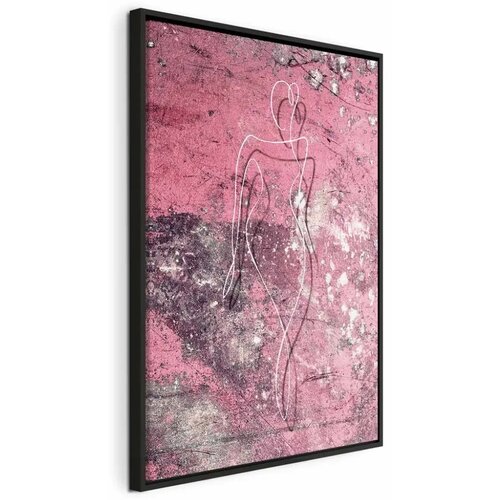  Slika - Figure on Pink Background (1-part) - Female Silhouette in Marble 40x60 U crnom drvenom okviru Cene
