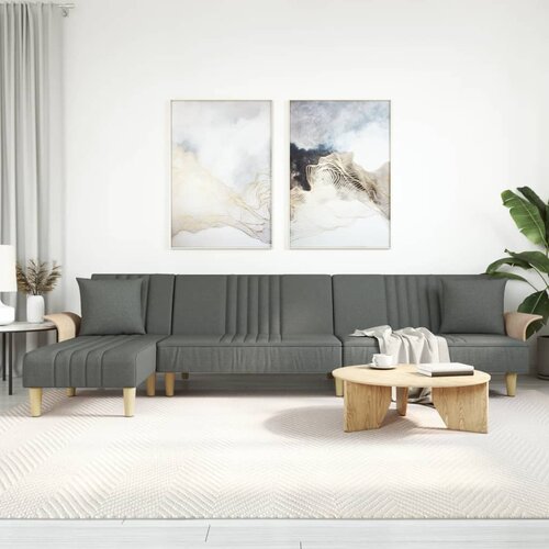 vidaXL Raztegljiv kavč L oblike temno siv 279x140x70 cm tkanina Cene
