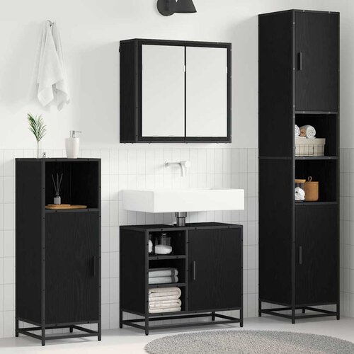  Set namje&scaron;taja za kupaonicu 4 kom. Crni hrast 65 x 33 x 60 cm Cijene