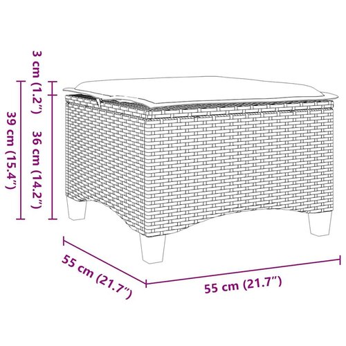 VidaXL Vrtni tabure s jastucima 2 kom sivi 55x55x36 cm poliratan Slike