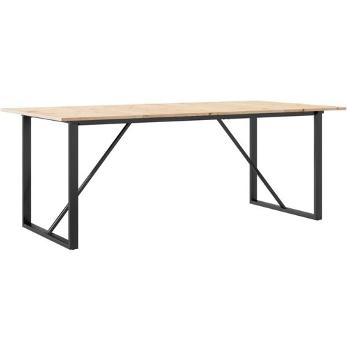 Blagovaonski stol O-oblika 200x100x75 cm od borovine i željeza Slike
